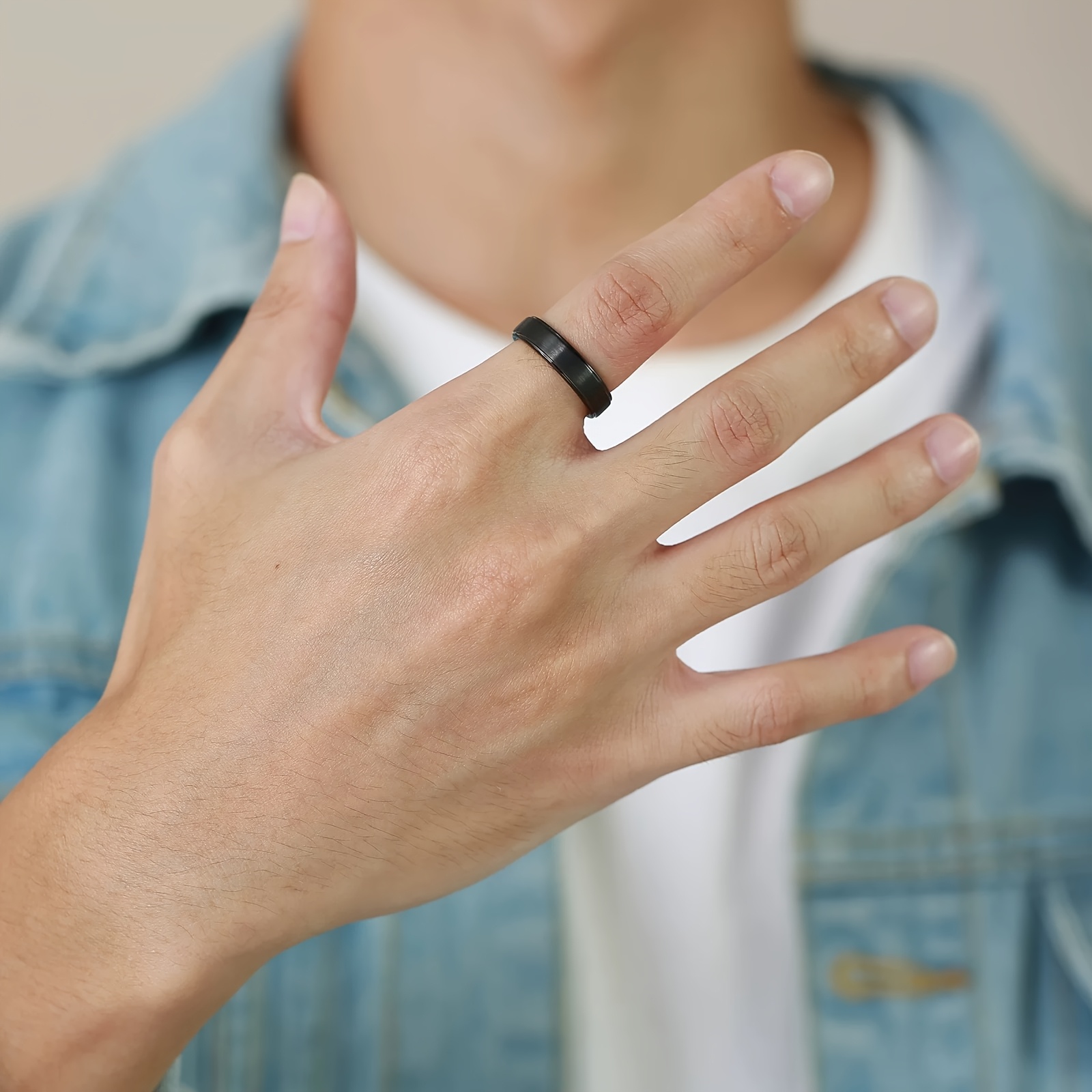 PANASH Men's Titanium Ring 6mm Sleek Step Design Lightweight Jewelry